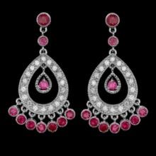 14k Gold 3.22ct Ruby 1.29ct Diamond Earrings