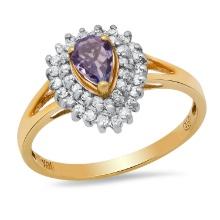 10K Yellow Gold Setting with 0.50ct Tanzanite and 0.30ct Diamond Ladies Ring