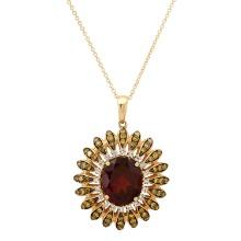 14K Yellow Gold Setting with 5.4ct Garnet and 1.20TCW Diamond LALI" Designor Pendant"