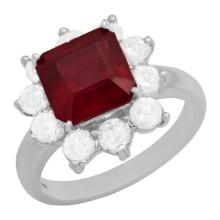 14k White Gold 3.40ct Ruby 1.25ct Diamond Ring