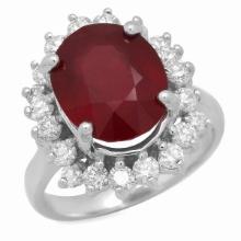 14K White Gold 7.07ct Ruby and 1.15ct Diamond Ring