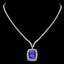 18K White Gold 17.38ct Tanzanite and 7.31ct Diamond Necklace