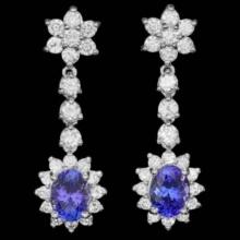 14k Gold 3.21ct Tanzanite 2.17ct Diamond Earrings