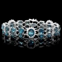 14K Gold 50.38ct Topaz 1.62ct Diamond Bracelet