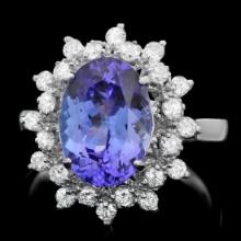 14K White Gold 3.37ct Tanzanite and 0.72ct Diamond Ring