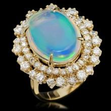 14K Yellow Gold 6.52ct Opal and 1.79ct Diamond Ring