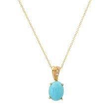 14K Yellow Gold Setting with 2.29ct Turquoise and 0.02ct Diamond LALI Designor Pendant