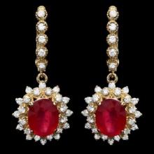 14k Gold 8.16ct Ruby 1.54ct Diamond Earrings