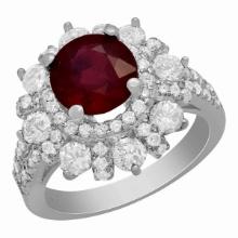 14k White Gold 2.49ct Ruby 2.52ct Diamond Ring