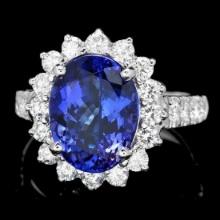 14K White Gold 6.78ct Tanzanite and 1.43ct Diamond Ring