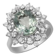 14k White Gold 3.33ct Aquamarine 0.67ct Diamond Ring