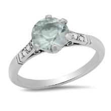 Platinum Setting with 1.25ct Aquamarine and .06ct Diamond Ladies Ring