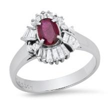 Platinum Setting with 0.57ct Ruby and 0.47ct Diamond Ladies Ring