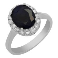 14k White Gold 3.55ct Sapphire 0.62ct Diamond Ring