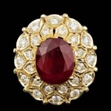 14K Yellow Gold 9.76ct Ruby and 1.64ct Diamond Ring