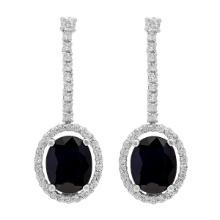 14k White Gold 5.85ct Sapphire 0.89ct Diamond Earrings