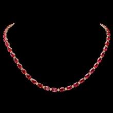 14K Yellow Gold 43.25ct Ruby and 1.15ct Diamond Necklace