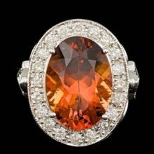 14K White Gold 5.26ct Citrine and 1.68ct Diamond Ring