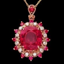 14K Gold 6.97ct Ruby 0.21ct Diamond Pendant