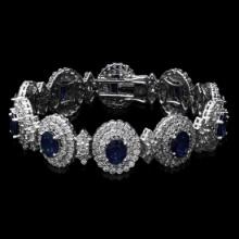 14K White Gold 21.90ct Sapphire and 12.55ct Diamond Bracelet