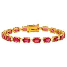 14k Yellow Gold 17.20ct Pink Tourmaline 0.96ct Diamond Bracelet