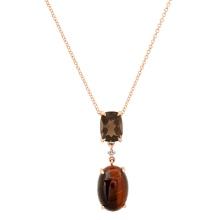 14K Rose Gold Setting with 5.60ct Tiger's Eye, 1.18ct Smokey Quartz and 0.02ct Diamond LALI" Designo