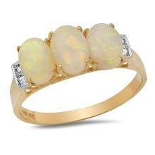 14K Yellow Gold Setting with 3.0ct Opal and .07ct Diamond Ladies Ring