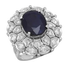 14K White Gold 8.99ct Sapphire and 1.79ct Diamond Ring