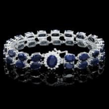 14K Gold 53.81ct Sapphire 0.59ct Diamond Bracelet