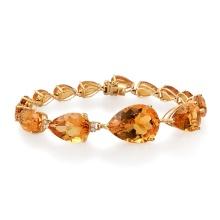 14K Yellow Gold Setting with 41.10ct Citrine and 0.18ct Diamond Bracelet