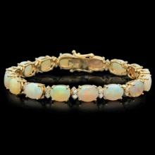 14K Gold 17.12ct Opal 1.47ct Diamond Bracelet