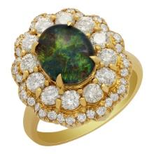 14k Yellow Gold 1.81ct Opal Doublet 1.69ct Diamond Ring