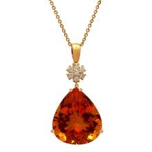 14k Yellow Gold 41.10ct Citrine 0.51ct Diamond Pendant