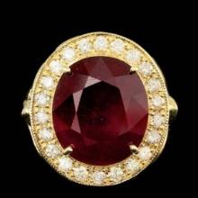 14K Yellow Gold 11.93ct Ruby and 0.97ct Diamond Ring