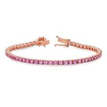 14K Rose Gold 6.65ct Pink Sapphire and 0.32ct Diamond Bracelet