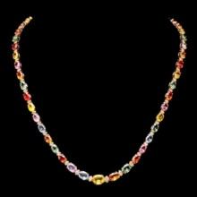 14K Yellow Gold 28.60ct Fancy Color Sapphire and 1.15ct Diamond Necklace