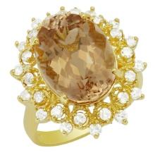 14k Yellow Gold 7.69ct Morganite 0.66ct Diamond Ring