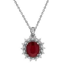 14k White Gold 5.41ct Ruby 0.86ct Diamond Pendant