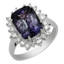 14K Gold 3.96ct Tanzanite and 0.89ct Diamond Ring