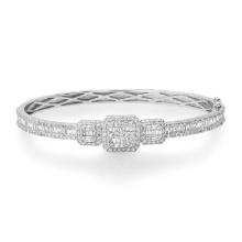 14K White Gold Setting with 3.52ct Diamond Hinged Bangle Bracelet