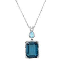 14K White Gold Setting with 15.02ct Topaz and 0.50ct Diamond LALI" Designor Pendant"