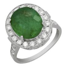 14k White Gold 3.48ct Emerald 0.71ct Diamond Ring