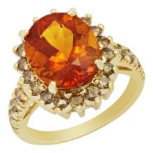 14k Yellow Gold 4.68ct Citrine 1.15ct Diamond Ring