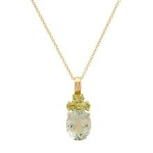 14K Yellow Gold Setting with 2.43ct Aquamarine and 0.39ct Diamond LALI" Designor Pendant"