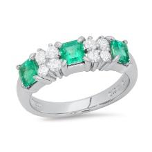 Platinum Setting with 0.84ct Emerald and 0.33ct Diamond Ladies Ring