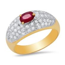 14K Yellow Gold Setting with 0.50ct Ruby and 0.50ct Diamond Ladies Ring