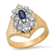 14K Yellow and White Gold Setting with 0.24ct Sapphire and 0.20ct Diamond Ladies Ring