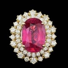 14K Yellow Gold 6.82ct Ruby and 1.51ct Diamond Ring