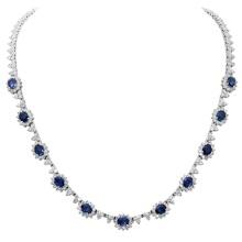 14k White Gold 7.94ct Sapphire 8.82ct Diamond Necklace