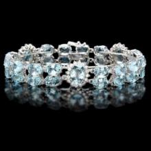 14K Gold 39.92ct Aquamarine 1.89ct Diamond Bracelet